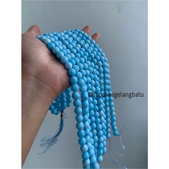 bahan batu 10mm BLUE SKY OBSIDIAN CUTTING aksesoris FACET biru manik