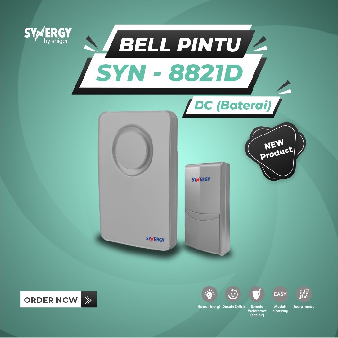 Bel Pintu/DoorBell Wireless SYNERGY by shigen Tanpa Kabel SYN-8821D/DC