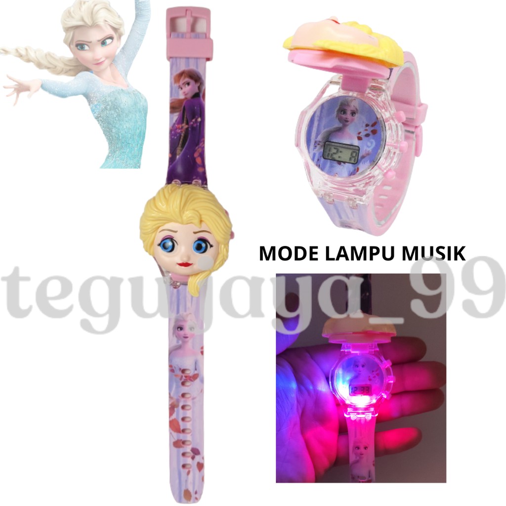 TERBARU!!! JAM TANGAN ANAK PEREMPUAN LAMPU DAN MUSIK KARAKTER KARTUN TE0053 GROSIR MURAH