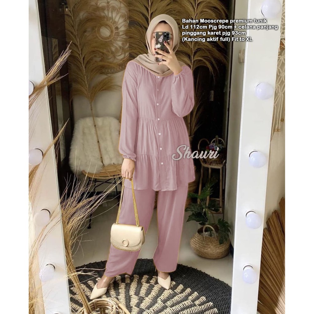 SET JUMBO SHAURI SETELAN MUSLIM WANITA SET ATASAN DAN 