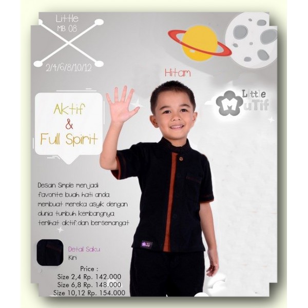 Baju Koko Anak Kaos MUTIF LMB 08 Hitam