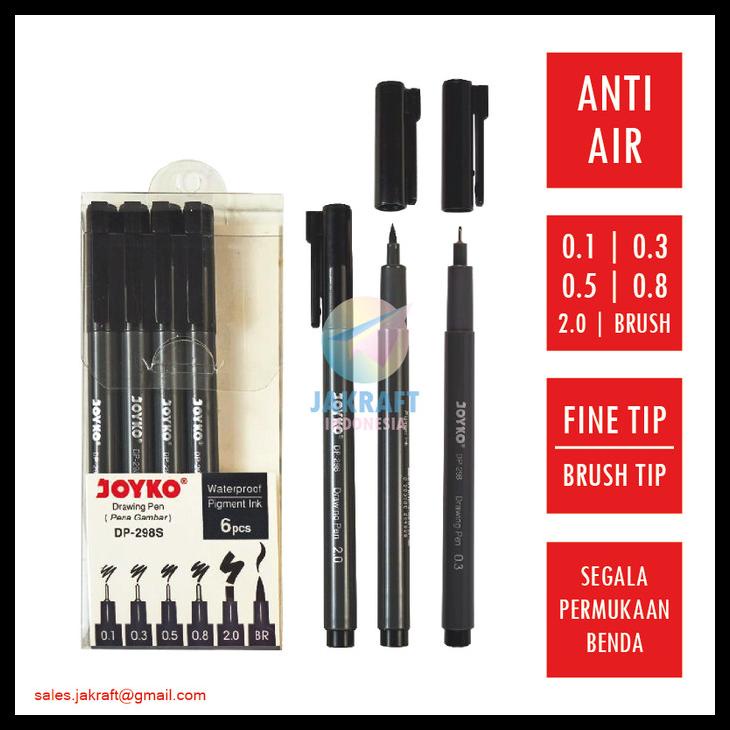 

Drawing Brush Pen 0.1 0.3 0.5 0.8 2.0 Permanen Hitam Joyko Dp-298S Kode 1255