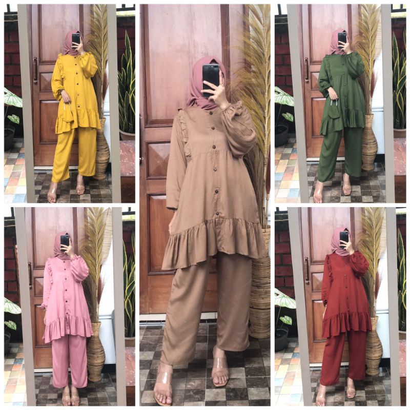 One Set Tunik Polos/Piyama Tunik Polos Rayon Viscose