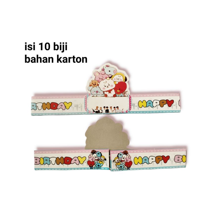 topi lingkar ulang tahun happy birthday karakter bt21 bt 21