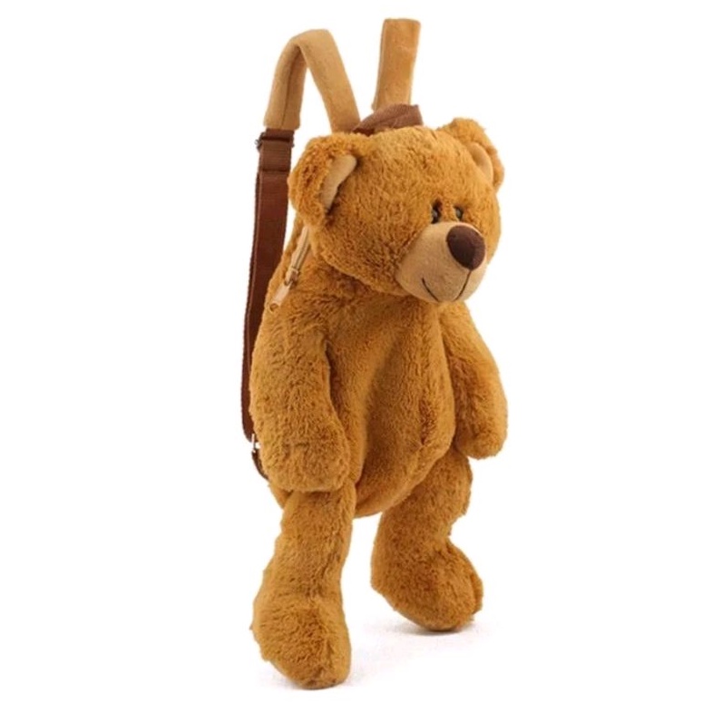 KHS Tas Ransel Boneka Beruang Teddy Bear Bulu Lucu Imut Gemoy Wanita Baru Mewah Kasual Tas Karakter Kartun Anak Remaja Cewek Viral Model Import Korea-2