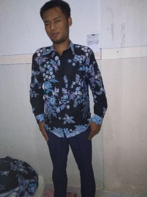 Batik Couple Keluarga Sania Ruffle Ori Ndoro Jowi Cibulan Biru