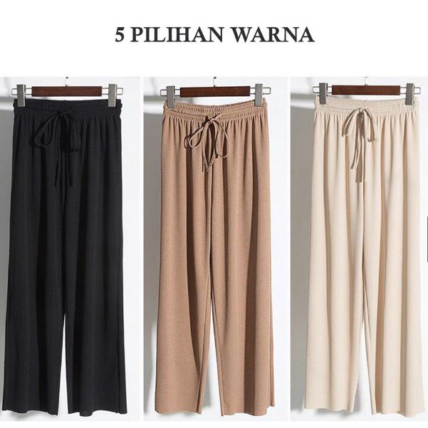 HOPYLOVY Celana Kulot Wanita High Waist Pants Korea Aneska / Celana Panjang Wanita Kulot Highwaist