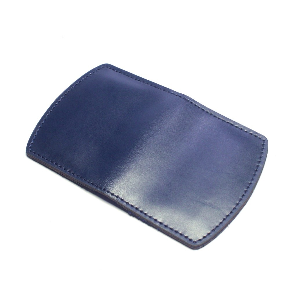 dompet kartu kulit asli model lipat lengkung warna biru - PHWL854