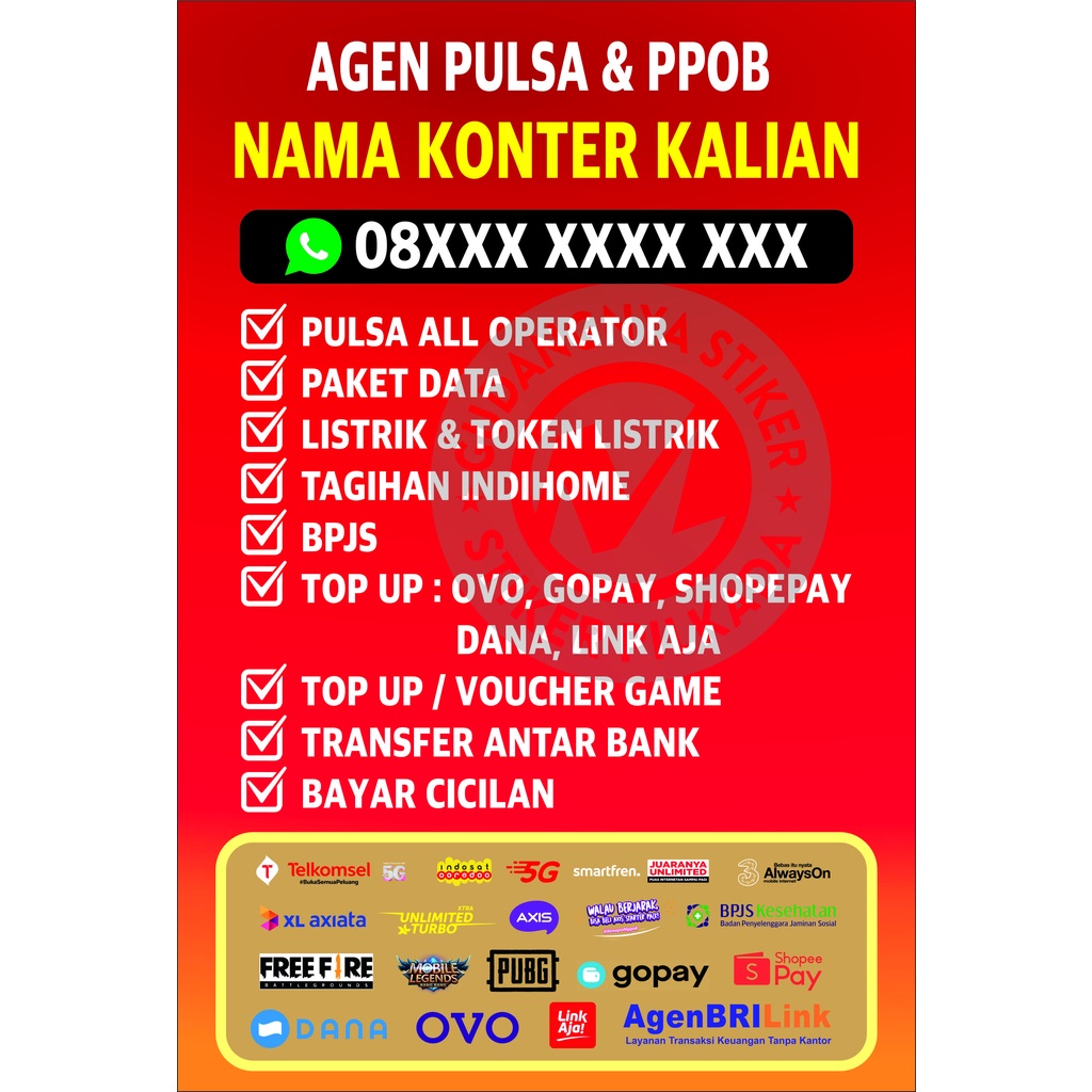 

STIKER VINYL AGEN PPOB, PEMBAYARAN ONLINE