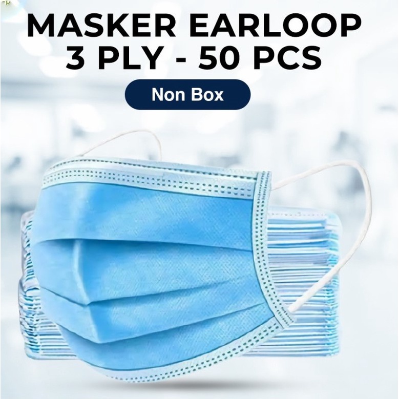 Masker 3 PLY Earloop Disposable Protective Mask Face Mask Surgical 50pcs 703