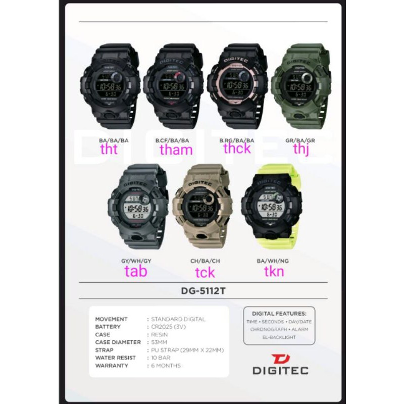 Jam Tangan pria Digitec DG 5112 Original sport anti air Digitec 5112