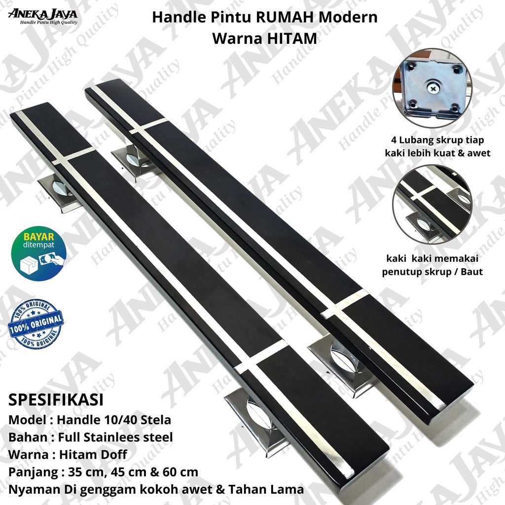 Satu set 4 buah Handle Pintu rumah + kunci 35 cm 45 cm 60 cm  Tarikan Pintu rumah Gagang pintu rumah