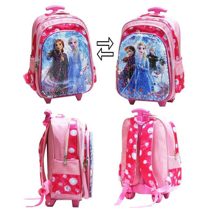Promo Trolley Anak Perempuan Sd Import Tas Usap Sequin Payet Frozen