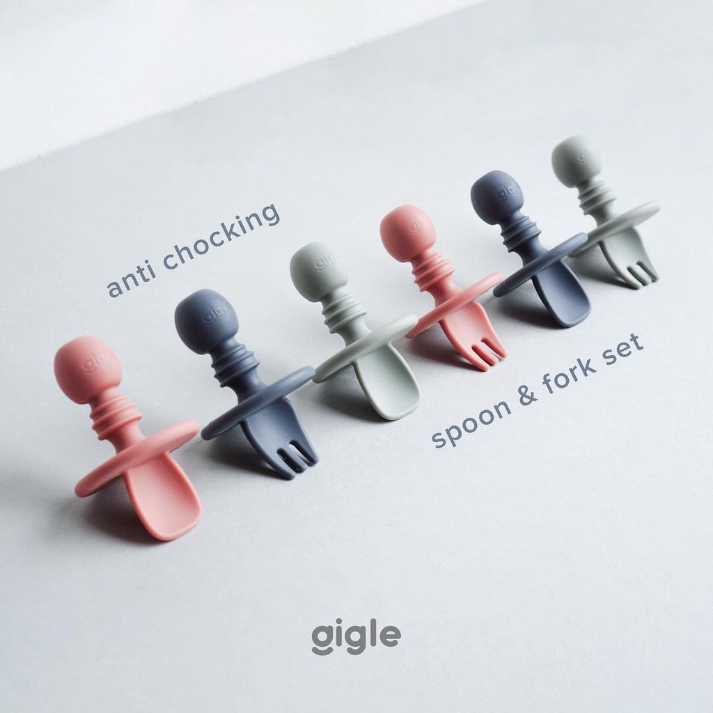 Gigle Anti Chocking Baby Spoon &amp; Fork Sendok Garpu Bayi Anti Tersedak