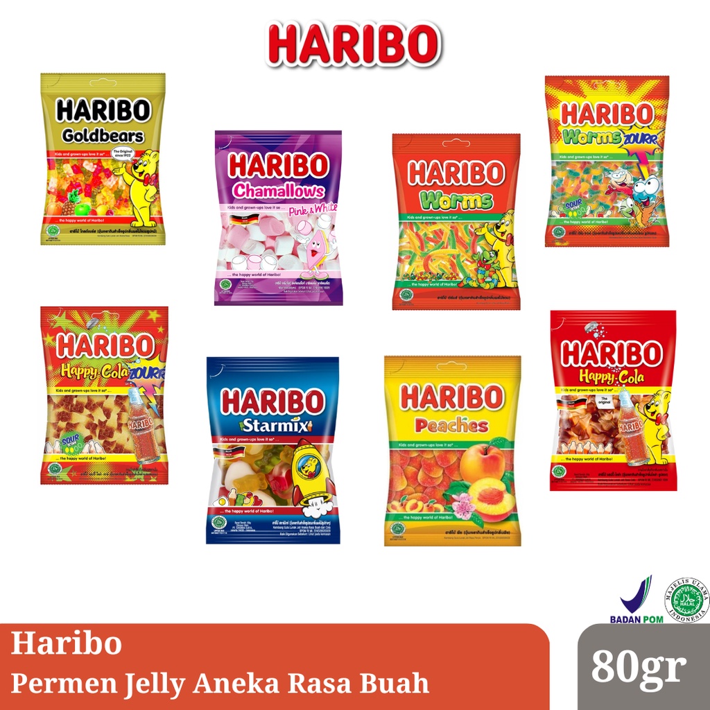 

Haribo Permen Jelly Aneka Rasa Buah Kemasan Kecil 80gr