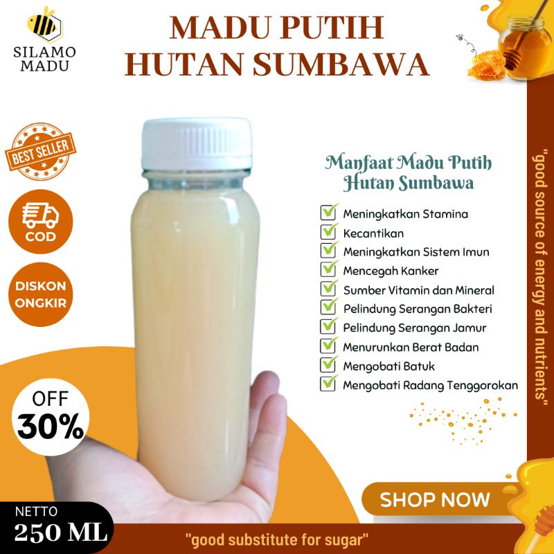 

MADU PUTIH HUTAN SUMBAWA 250 ML | SILAMO MADU | MADU ASLI HUTAN SUMBAWA BERKHASIAT DAN NIKMAT | MADU HERBAL UNTUK MENGOBATI BERBAGAI MACAM PENYAKIT | MADU MULTI FLORA BERKUALITAS NOMOR WAHID | MADU HUTAN DENGAN KANDUNGAN NEKTAR PALING TINGGI DI INDONESIA