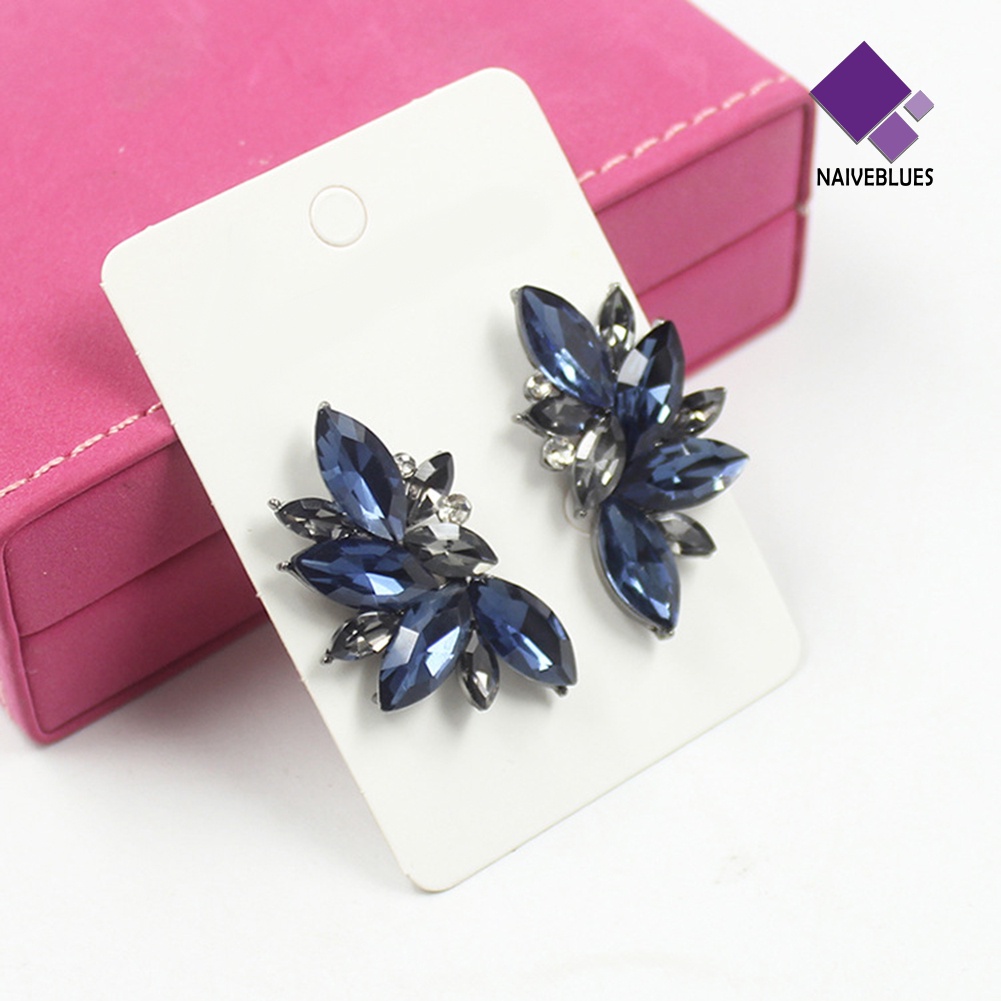 1 Pasang Anting Stud Dangle Berlian Imitasi Untuk Wanita