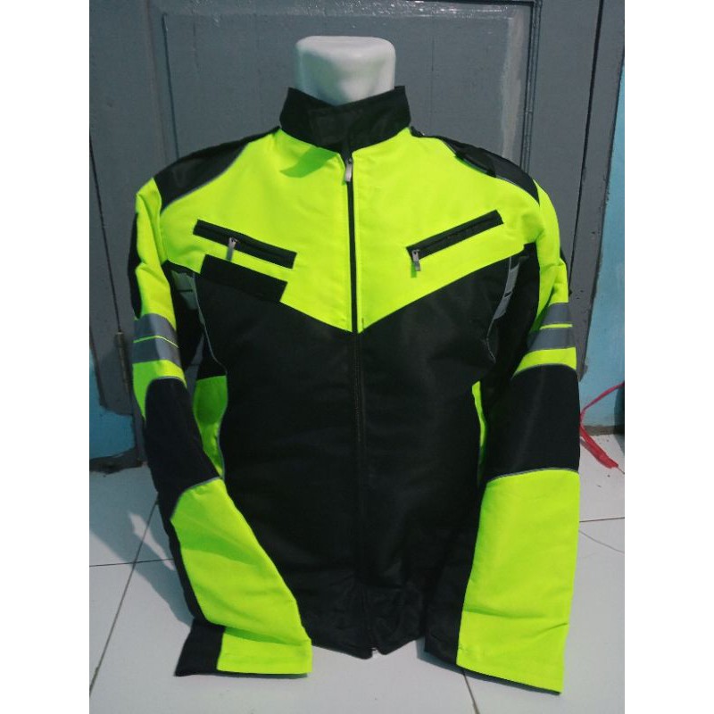 JAKET MOTOR / JAKET TURING /JAKET TEMPEL LOGO BORDIR / JAKET HIJAU HITAM