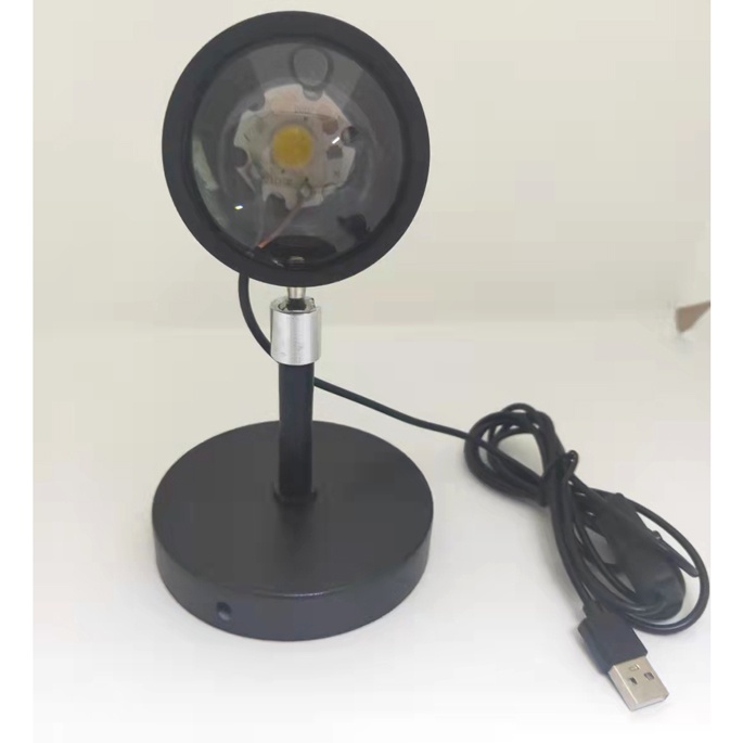 Lampu Sorot Dekorasi Kamar LED Sunset Lamp Model Stand Pendek - C-002 - 7RLL8UBK Black