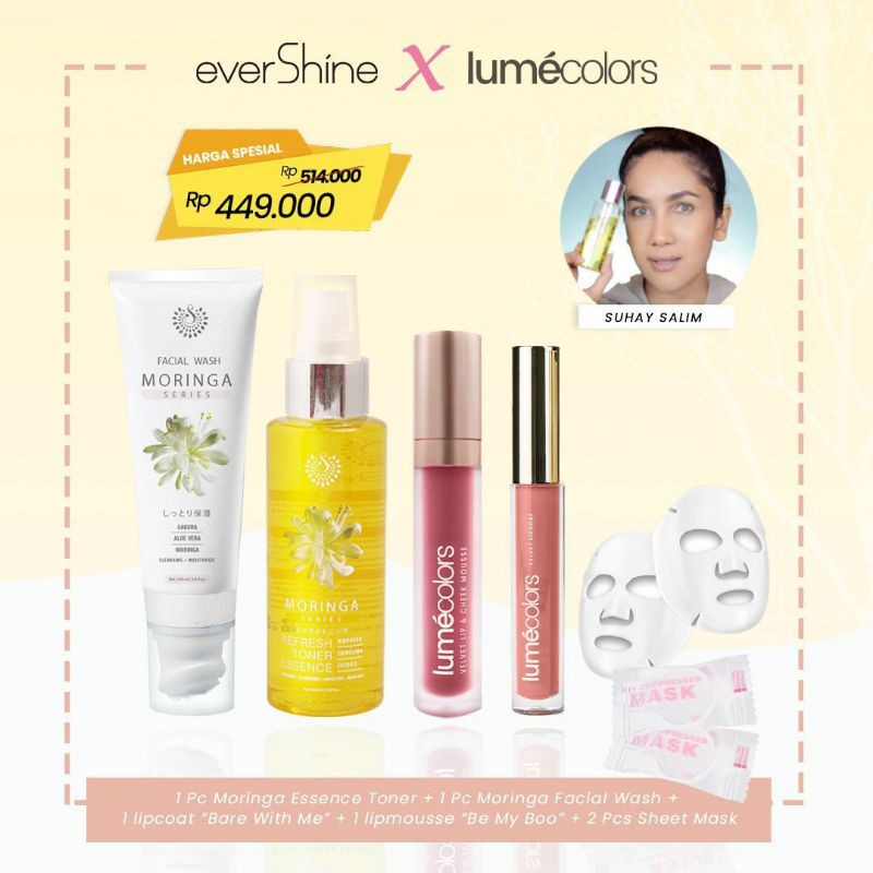 Lumecolors x Evershine Paket Infused Wajah Moringa kosmetik perawatan kecantikan pembersih muka