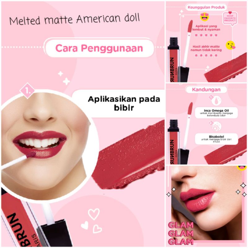 Brunbrun Paris Sophie martin Lipstik Melted matte Lip color American doll