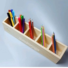 Tempat Pensil Kayu Kotak Pensil Rak Pena Multifungsi Serbaguna