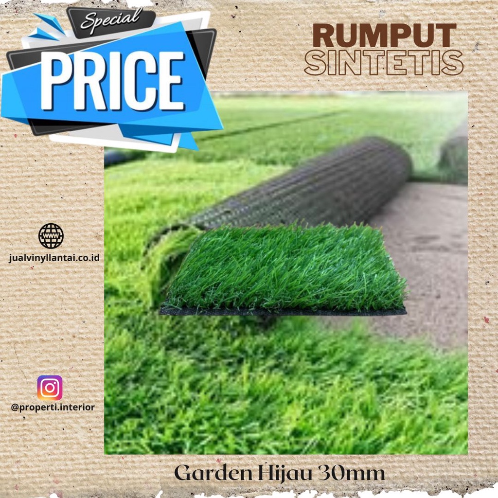 Rumput Sintetis Garden Hijau 30mm berkualitas - Outdoor