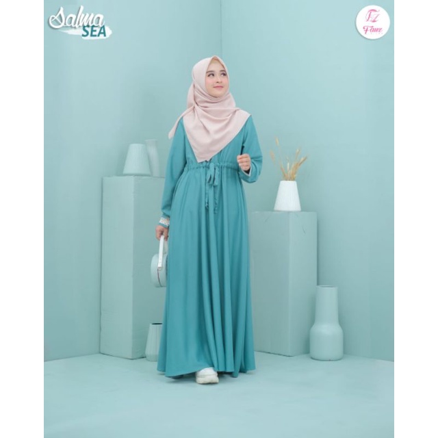 Salma dress fauz hijab Dress polos Gamis muslimah gamis polos