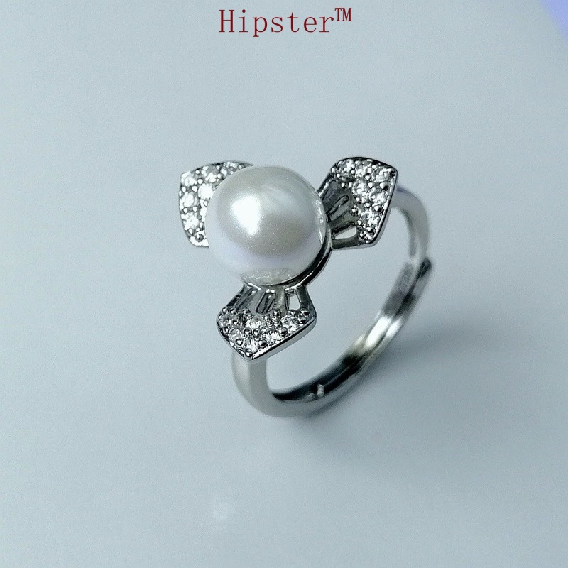 Popular Creative Design Personalized Inlaid Full Diamond Leaf Pearl Ring