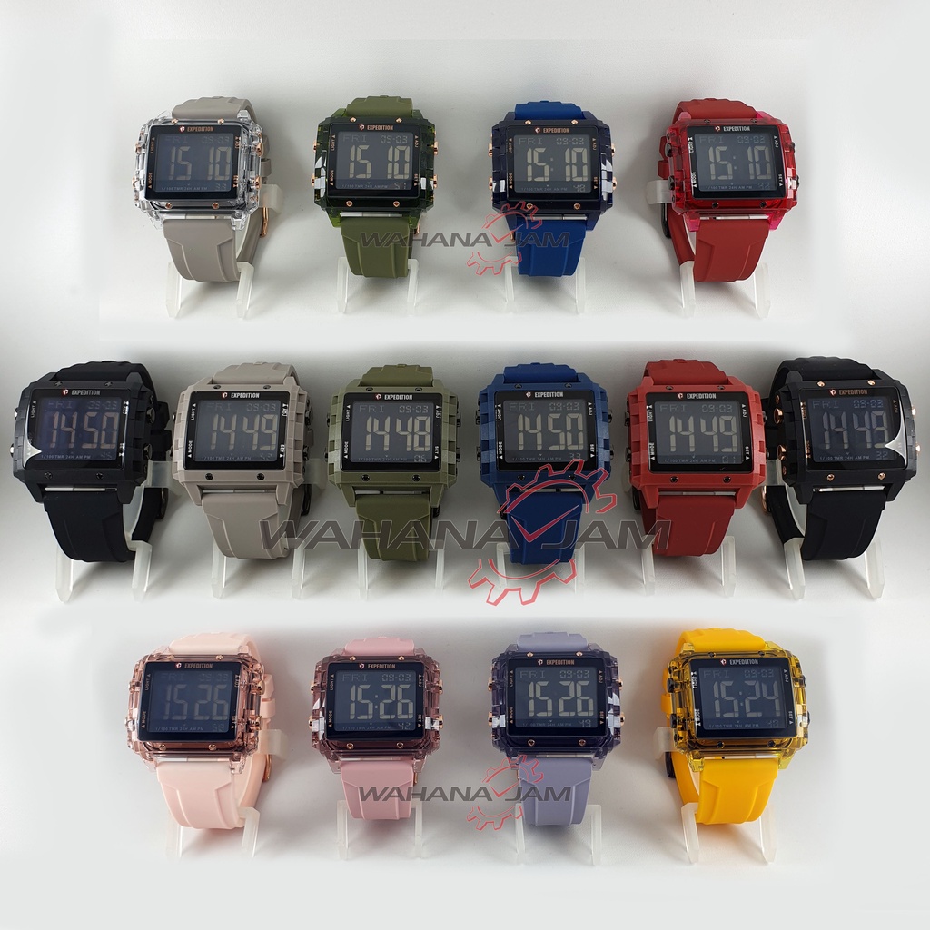 Expedition E 6817 MF / Jam Tangan Wanita Pria EXP E6817 Digital Rubber Kotak Couple Karet Rubber Ori