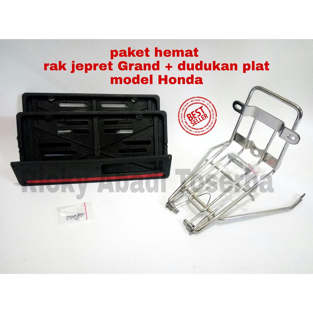 RAK/BAGASI JEPRET/JEPIT DEPAN HONDA GRAND/PRIMA/ASTREA SET COVER PLAT HONDA MODEL ORI