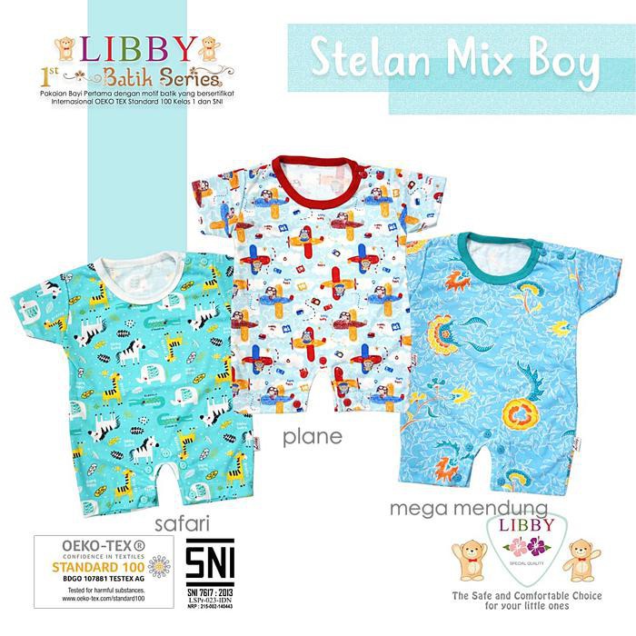 Libby Baju Kodok Segiempat - Romper Bayi/Baby Motif (0-3M)