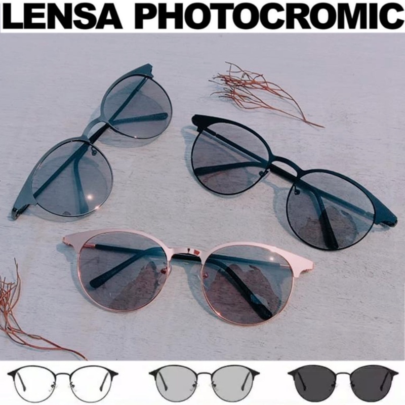 KACAMATA PHOTOCROMIC Terbaru/gratis lensa photocromic / kacamata wanita pria Kaca mata Photochromic Normal Tidak Minus / Plus / Kacamata Potokromik / kacamata Fashion Korea