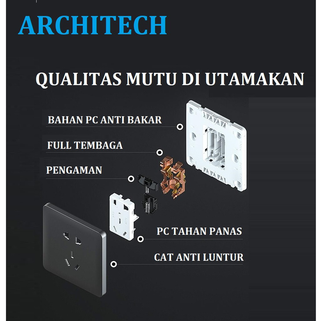 SAKLAR INFINITY GREY A63 ARCHITECH /STOP KONTAK/ SAKELAR/ CETEKAN SAKLAR RUMAH