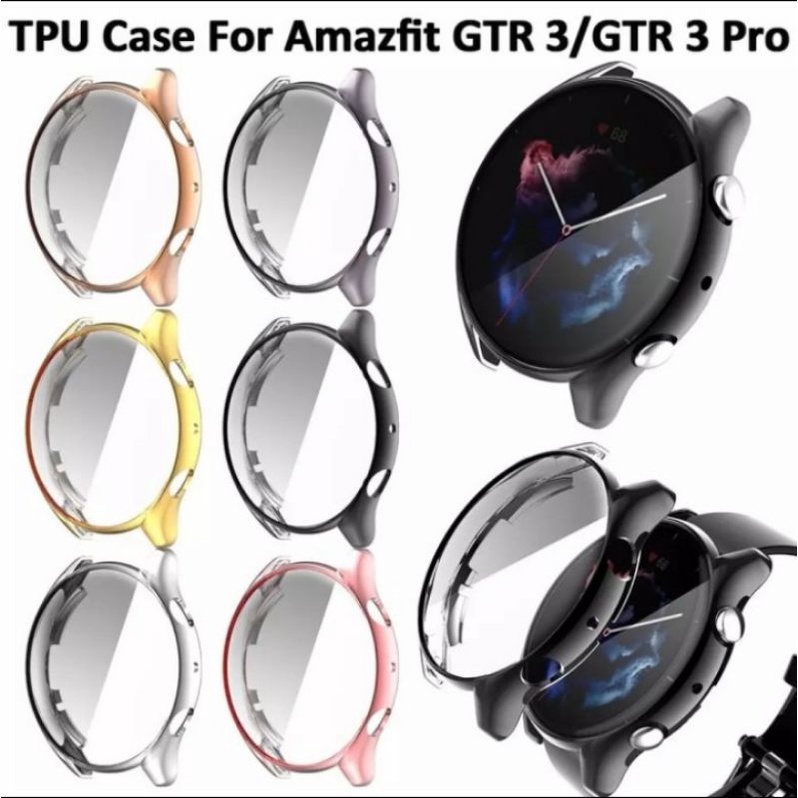 [COLOUR BLACK] BUMPER AMAZFIT GTR 3 / GTR3 PRO CASE WATCH - PROTECTOR TPU SOFT SMARTHWATCH - FOR AMAZFIT GTR 3 / GTR3 PRO