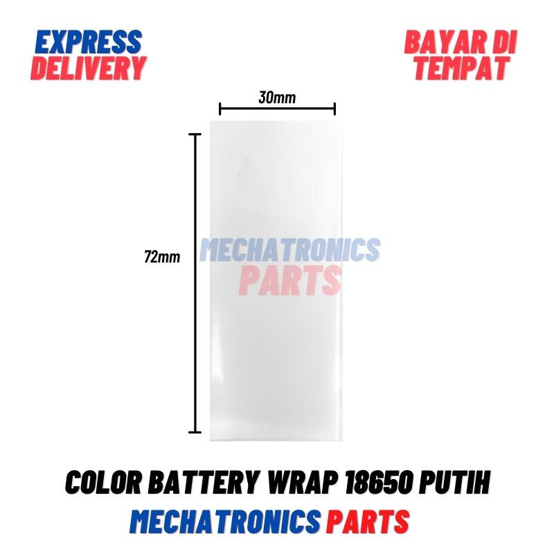 COLOR BATTERY WRAP 18650 PLASTIK BATERAI JAKET PLASTIK SKIN PVC JACKET- PUTIH