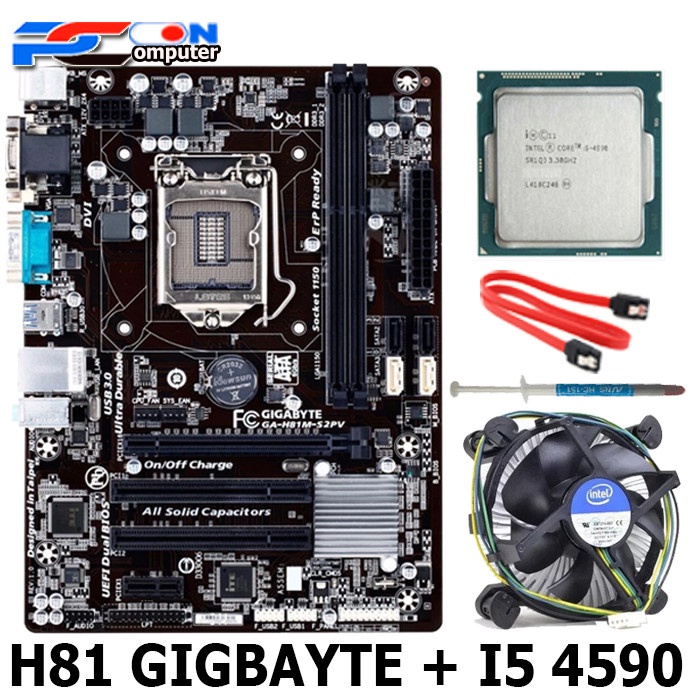 Mobo LGA 1150 H81 GIGABYTE ONBOARD PROCESSOR I5 4590