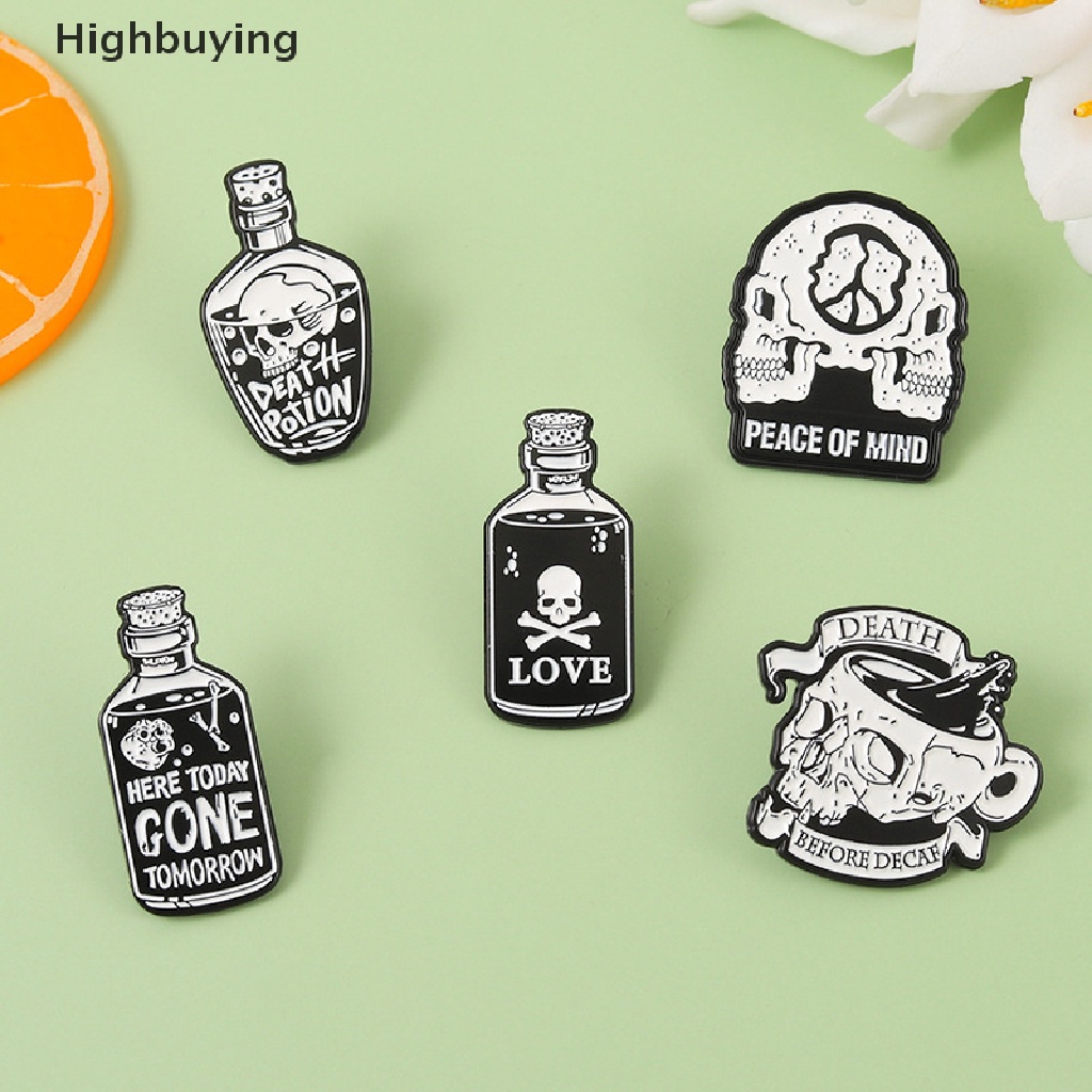 Hbid Bros Pin Enamel Bentuk Tengkorakbotol Hitam Gaya Punk Untuk Koleksi