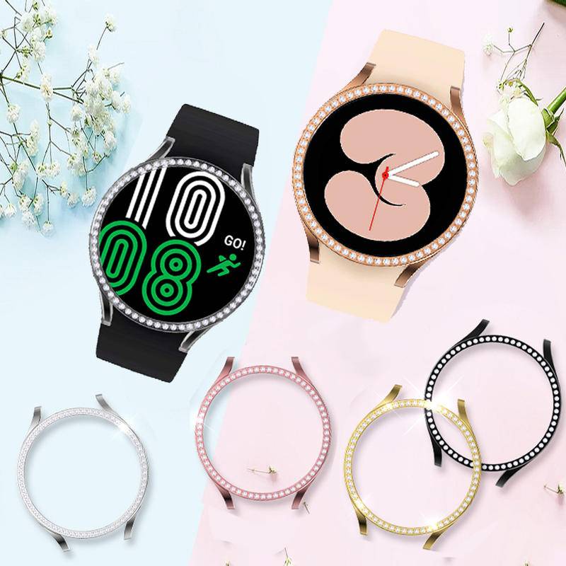 Case Bumper Pelindung Samsung Galaxy Watch 4 5 Pro 40mm 44mm 42mm 46mm Aksen Berlian Untuk Wanita