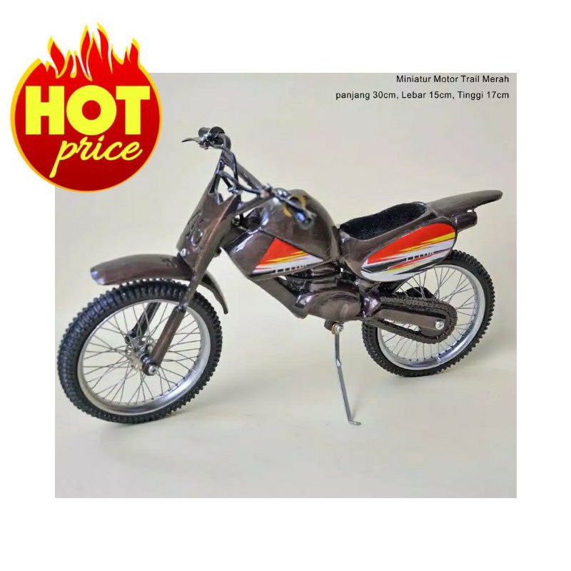 DIECAST SEPEDA MOTOR TRAIL MERAH DARI LOGAM - MINIATUR MOTOR TRAIL