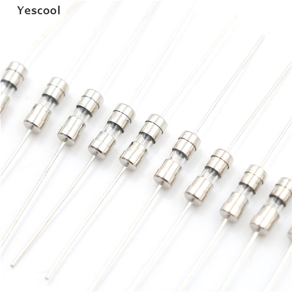 Yescool 10pcs Sekring Tabung Kaca Axial F1A / 1.5A / 2A / 3A / 5A 3.6x10mm 250V