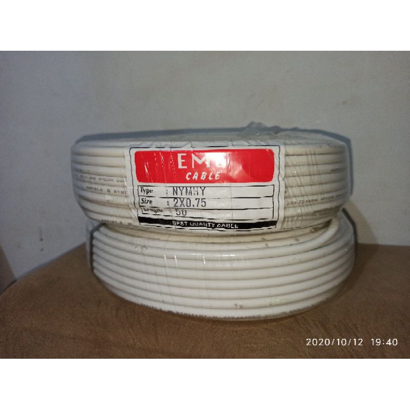 Kabel Listrik Nymhyo 2x0,75 /EMGCable Serabut Tebal 50 Yard