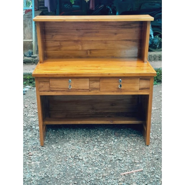 Meja Kasir Cafe Resto Full Kayu Jati 2 Laci