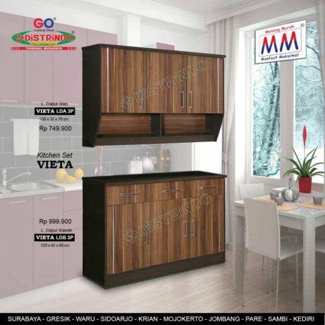 Kitchen Set Murah Mewah Minimalis Warna Coklat Jati Ada Rak Tempat Bumbu Shopee Indonesia