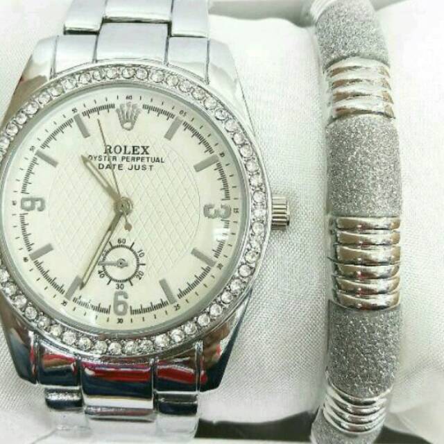 Jam tangan wanita rolex set gelang