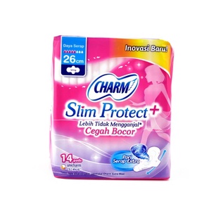 PEMBALUT TIPIS CEGAH BOCOR CHARM SLIM PROTECT 26 CM 14 PADS WING