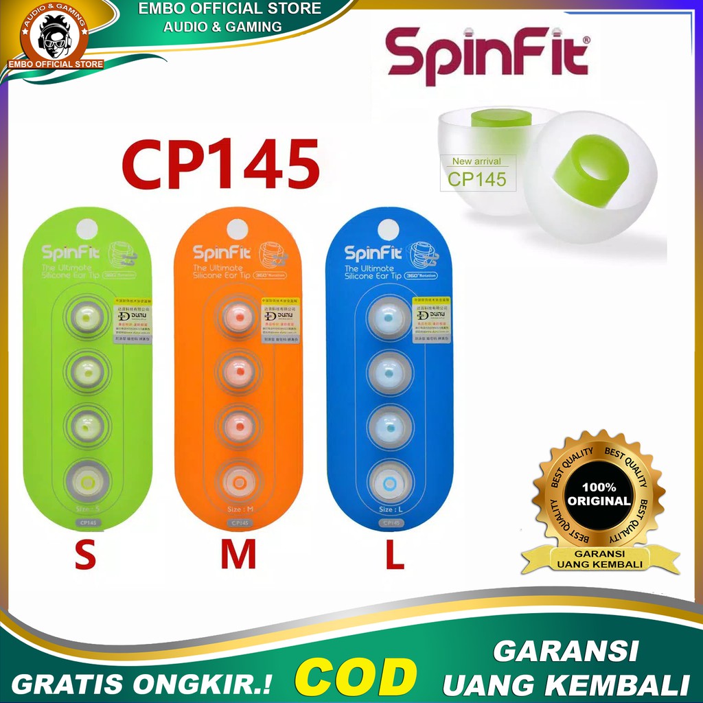 SpinFit CP145 Ultimate Silicone Eartips Spinfit Cp 360 Karet Earphone Noise Isolating Original