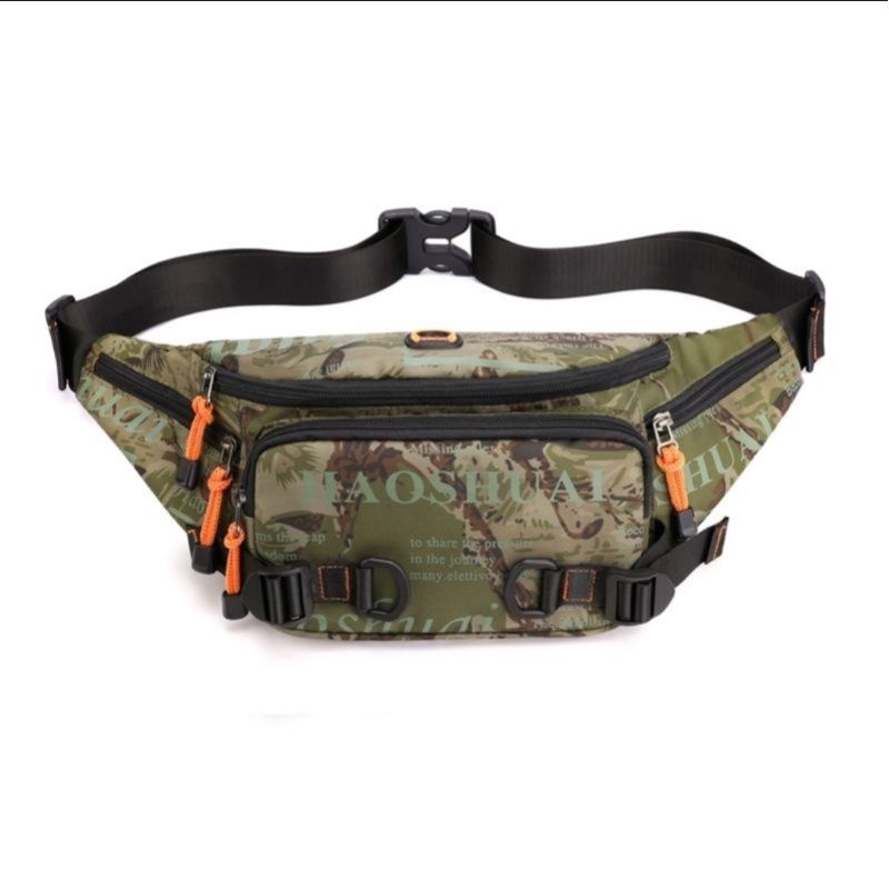 HAOSHUAI 5130 Tas Selempang Pria Elelgan Waistbag Pria Waterproof 100% import