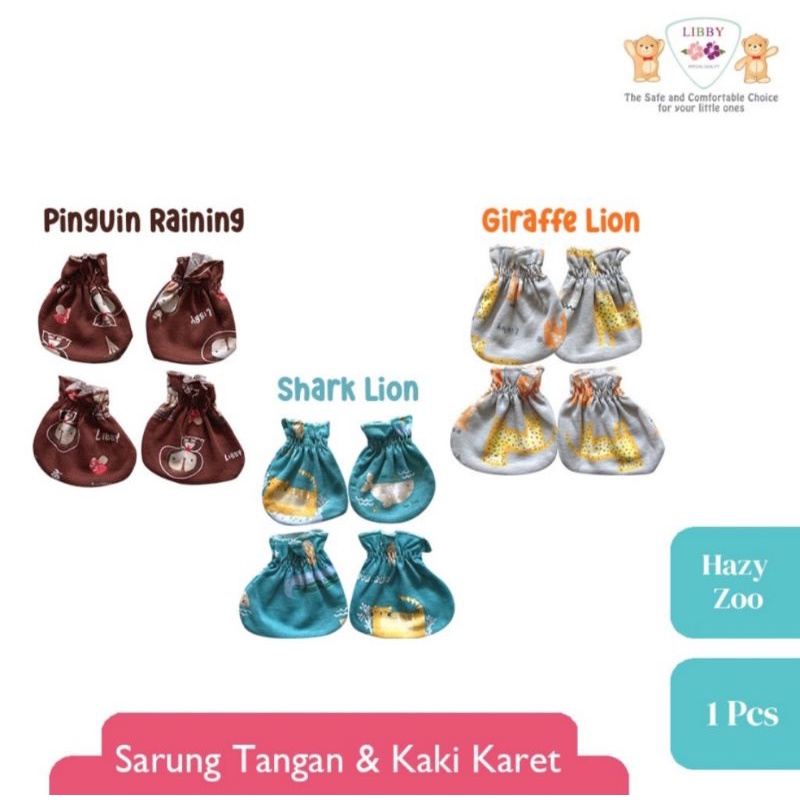 Libby sarung tangan dan kaos kaki karet bayi baby motif newborn