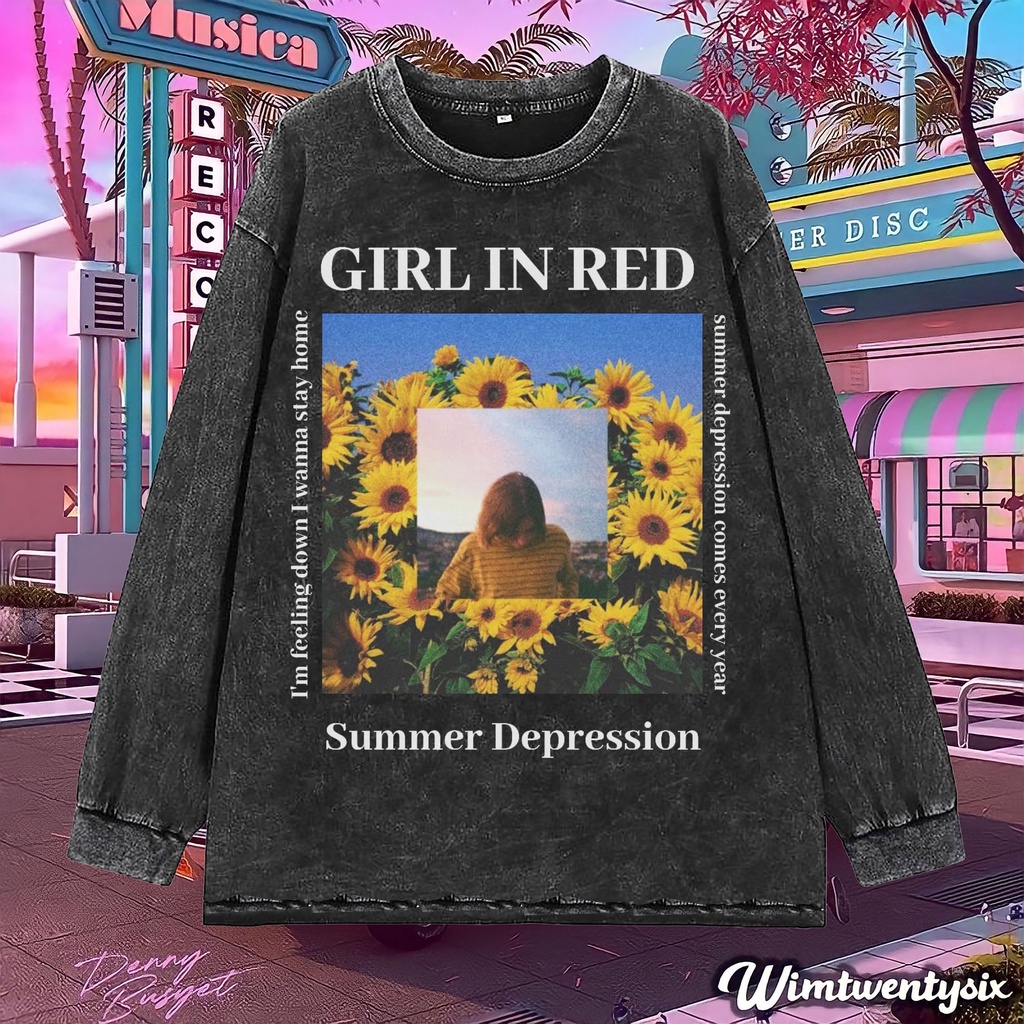 longsleeve | kaos oversize | oversize washing | t-shirt oversized | kaos girl in red summer depressi
